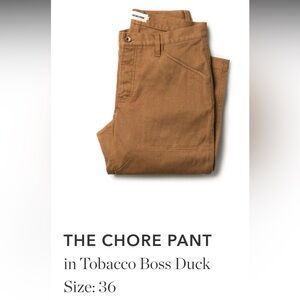 Taylor Stitch “The Chore Pant” in Tobacco-36”